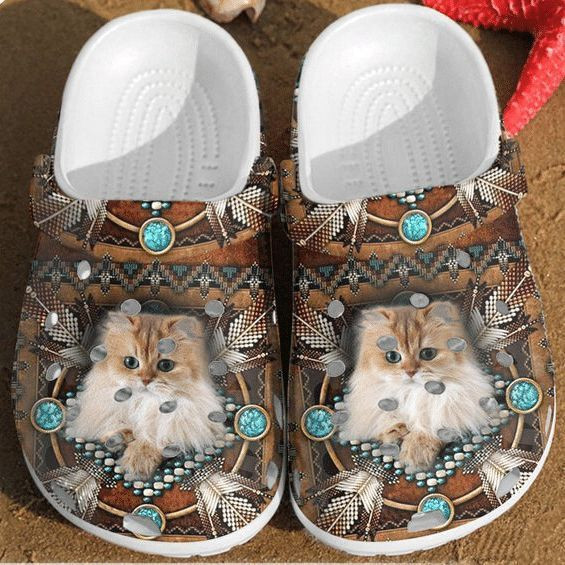 Native Cat Long Hair Crocs Rubber Crocs Clog Shoes Comfy Footwear