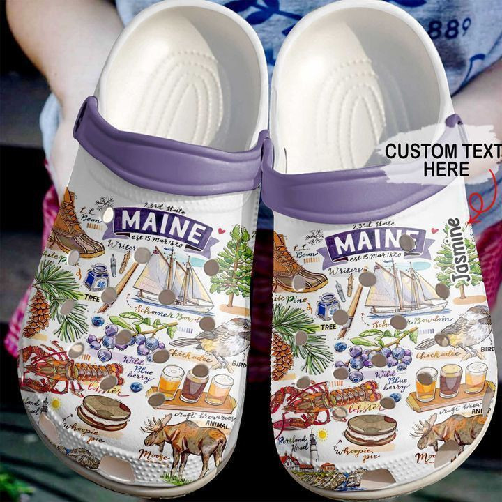 Maine Personalized Rubber Crocs Clog Shoes Comfy Footwear