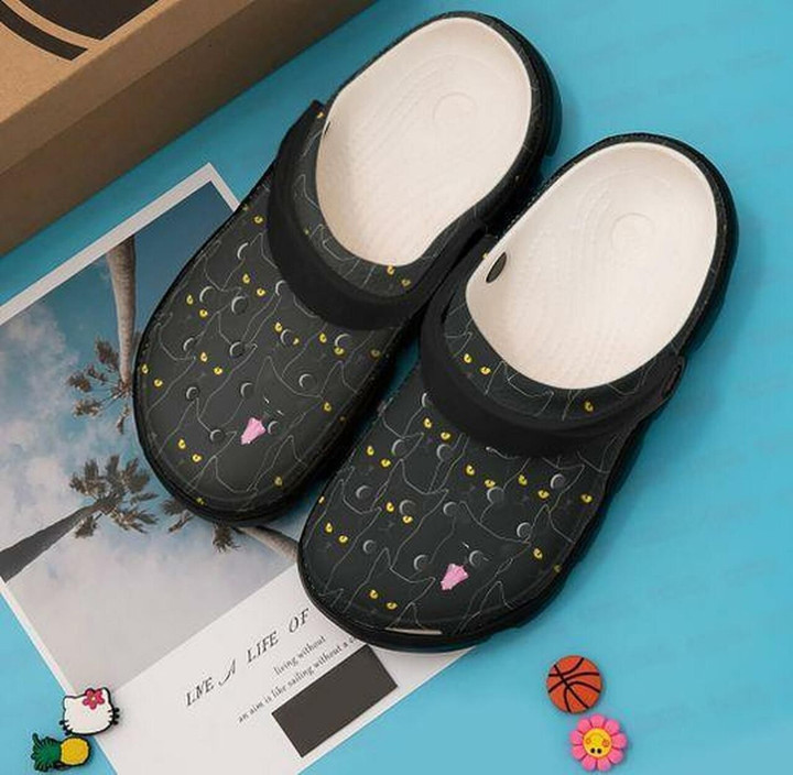 Black Cat Personalized 10 Gift For Lover Rubber Crocs Clog Shoes Comfy Footwear