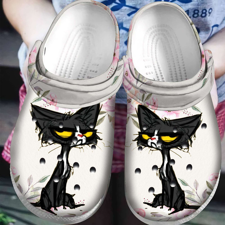 Cat Black For Men And Women Gift For Fan Classic Water Rubber Crocs Clog Shoes Comfy Footwear