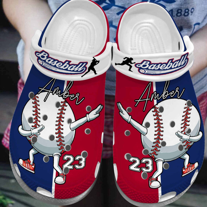 Baseball Ball Dabbing Cute Custom Name Gift For Lover Rubber Crocs Clog Shoes Comfy Footwear