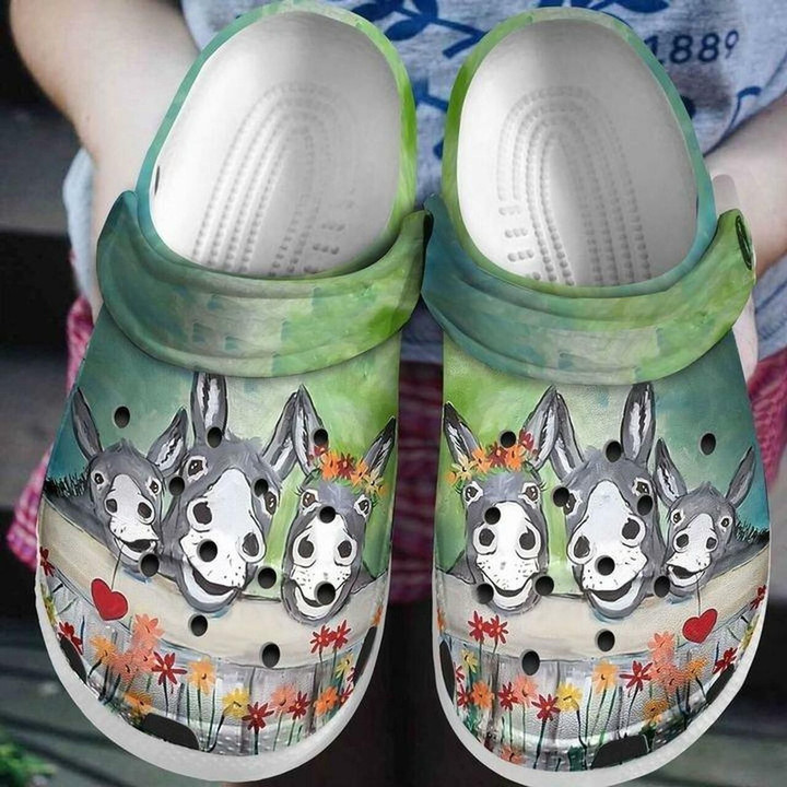 Funny Donkey Flower Personalized 102 Gift For Lover Rubber Crocs Clog Shoes Comfy Footwear