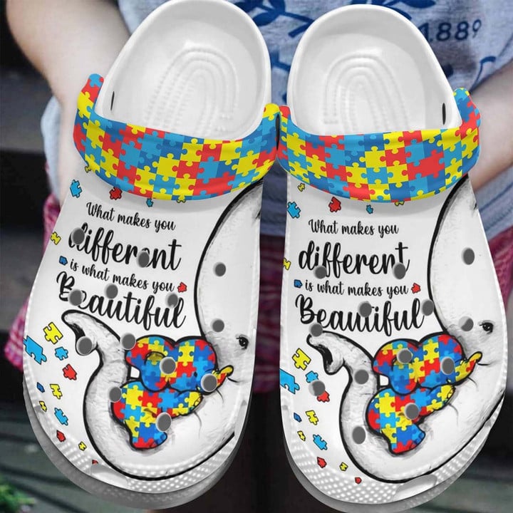 Autism What Makes You Different Rubber Crocs Clog Shoes Comfy Footwear