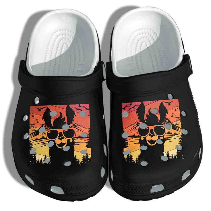 Llama Retro Style Alpaca Gift For Lover Rubber Crocs Clog Shoes Comfy Footwear