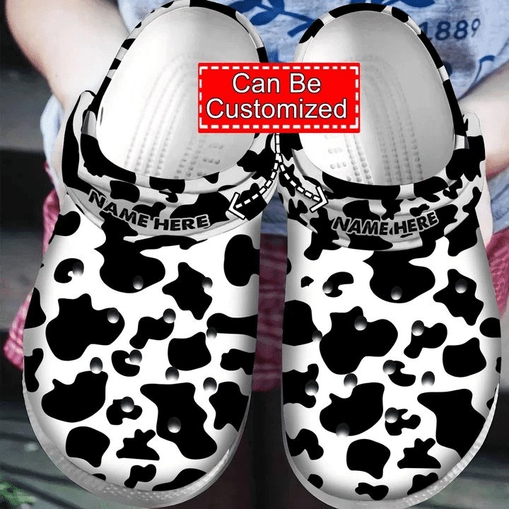 Cow Pattern Skin Dairy Farmer Cattle Lovers For Men And Women Rubber Crocs Clog Shoes Comfy Footwear