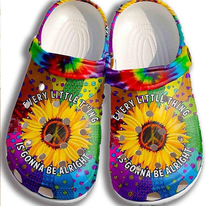 Hippie Gonna Be Alright Croc Shoes Men Women - Sunflower Shoes Crocbland Clog Gifts For Son Daughter