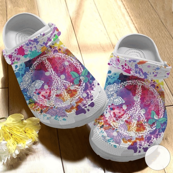 Hippie Butterfly Watercolor Gift For Lover Rubber Crocs Clog Shoes Comfy Footwear