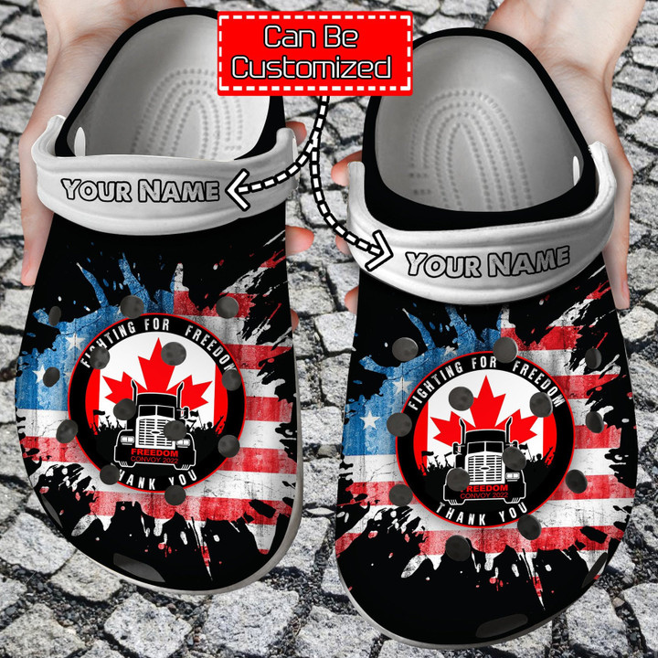 Personalized Fighting For Freedom Convoy 2022 Crocs Clog Shoes Freedom Crocs
