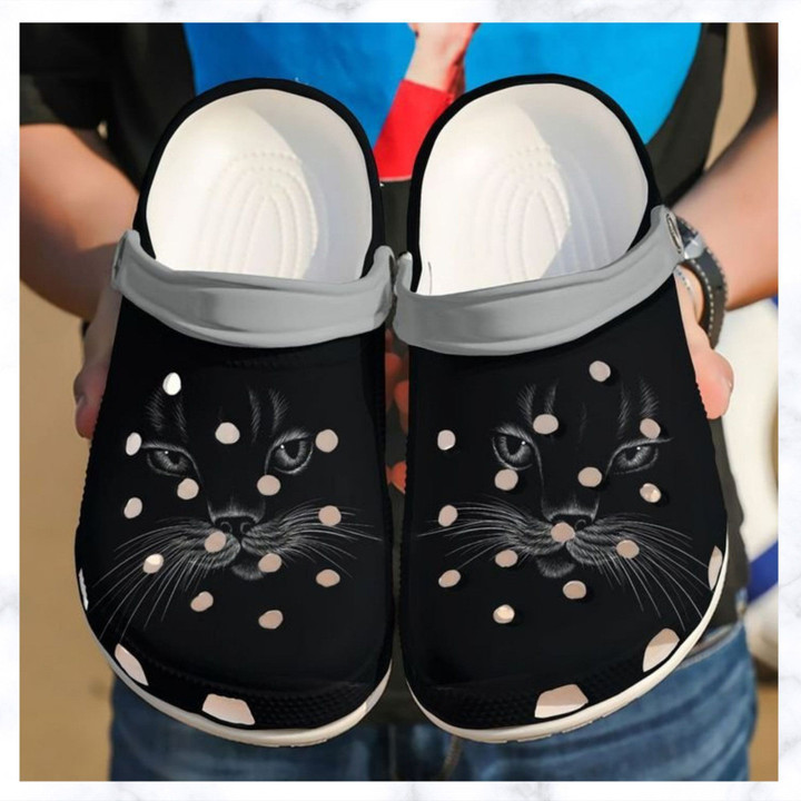 Cat Black Face Rubber Crocs Clog Shoes Comfy Footwear