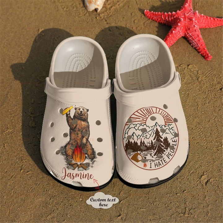 Custom Name I Hate People Camping Gift For Lover Rubber Crocs Clog Shoes Comfy Footwear