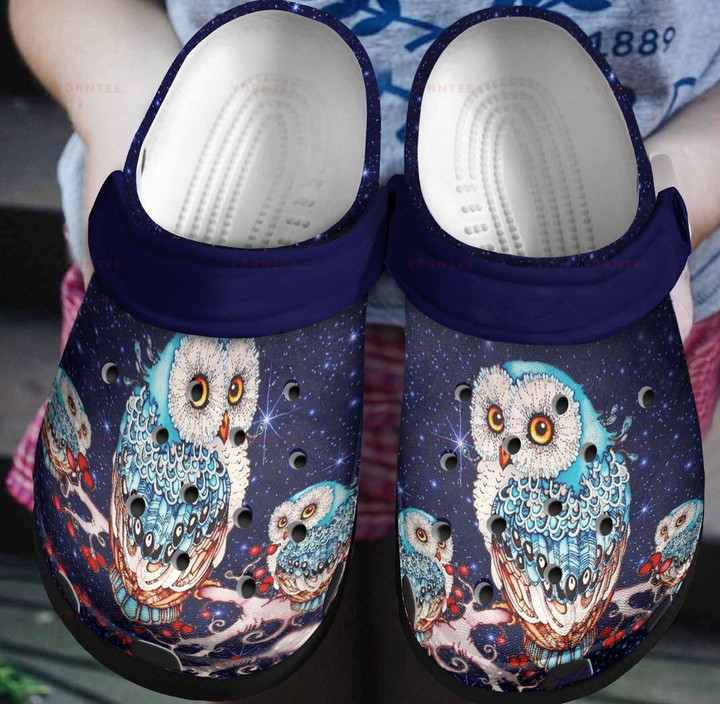 I Love Couple Owl Dark Night Gift For Lover Rubber Crocs Clog Shoes Comfy Footwear