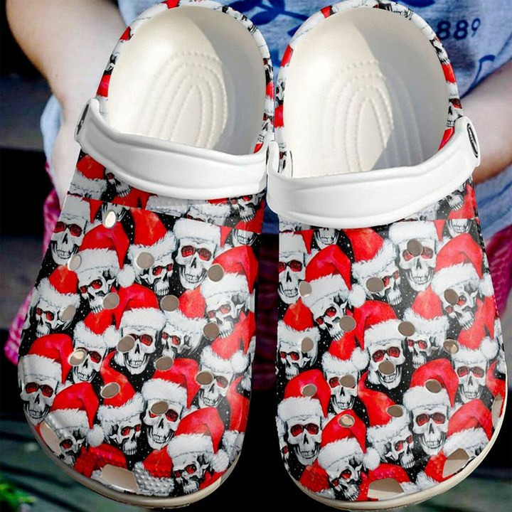 Skull Christmas Face 102 Custom Name Gift For Lover Rubber Crocs Clog Shoes Comfy Footwear