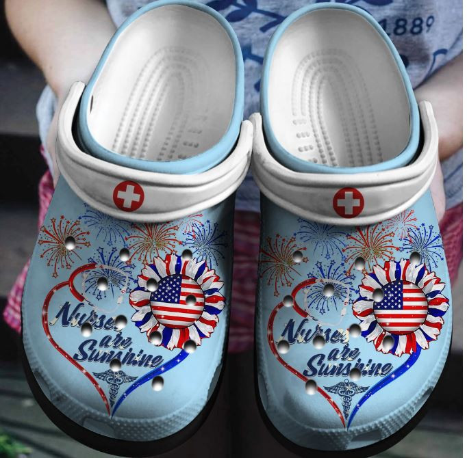 Nurse All Sunshine Shoes Gifts 4Th Of July - Nurse Life Independence Outdoor Shoes Gift For Women Men
