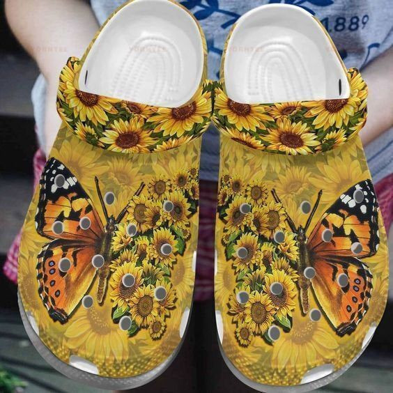 Butterfly Flower 5 Gift For Lover Rubber Crocs Clog Shoes Comfy Footwear