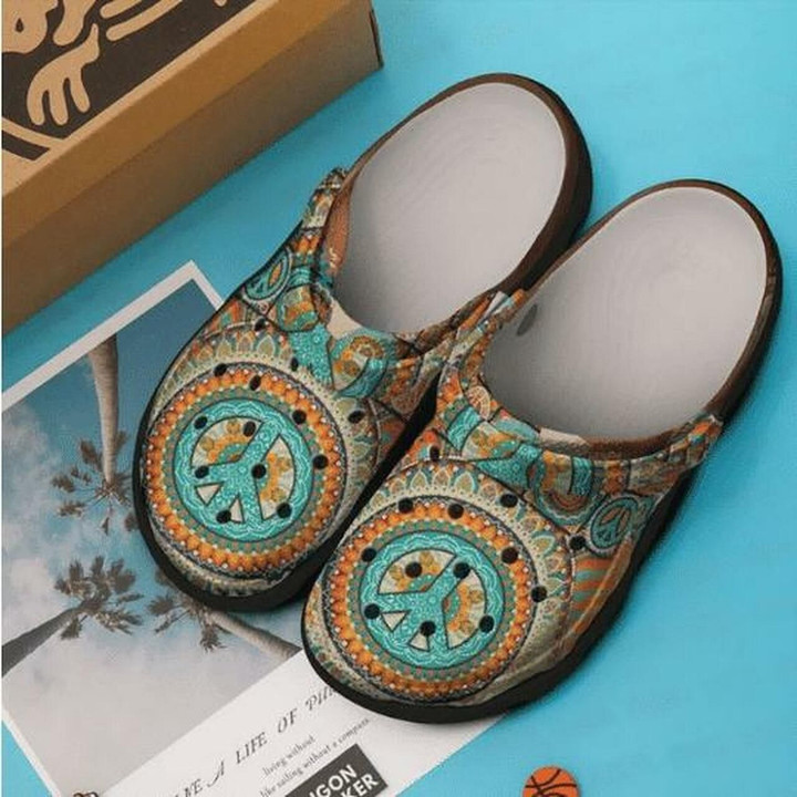 Hippie Happy Peace Personalized 202 Gift For Lover Rubber Crocs Clog Shoes Comfy Footwear