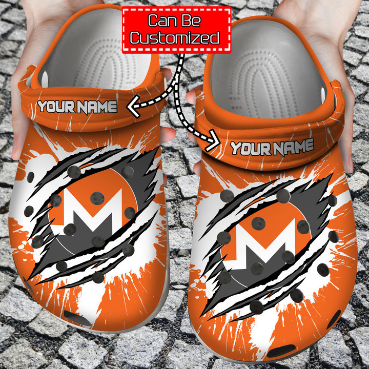 Crypto Crocs - Personalized Xmr Coin Ripped Through Clog Shoes For Men And Women