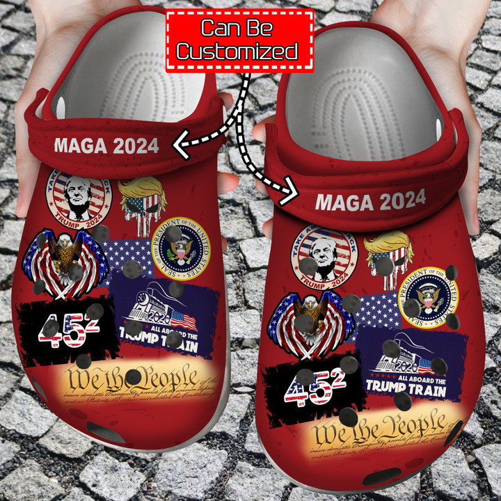 Maga 2024 Stickers Trump Vote For Girl Gifts Crocs Clog Shoes