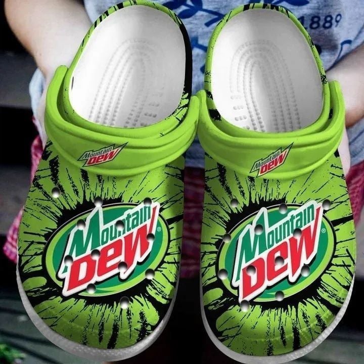 Drink Mountain Dew Gift For Lover Rubber Crocs Clog Shoes Comfy Footwear