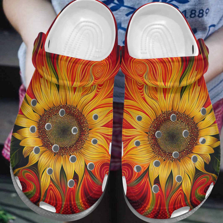 Sunflower Hippie Croc Shoes - Sunflower Hippie Circle Shoes Crocbland Clog Gifts For Mother Day Grandma