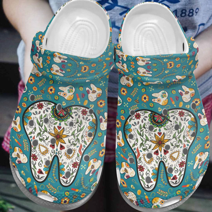 Flower Teeth Shoes - Cute Tooth Pattern Dentist Custom Shoe Birthday Gift For Boy Girl Men Women