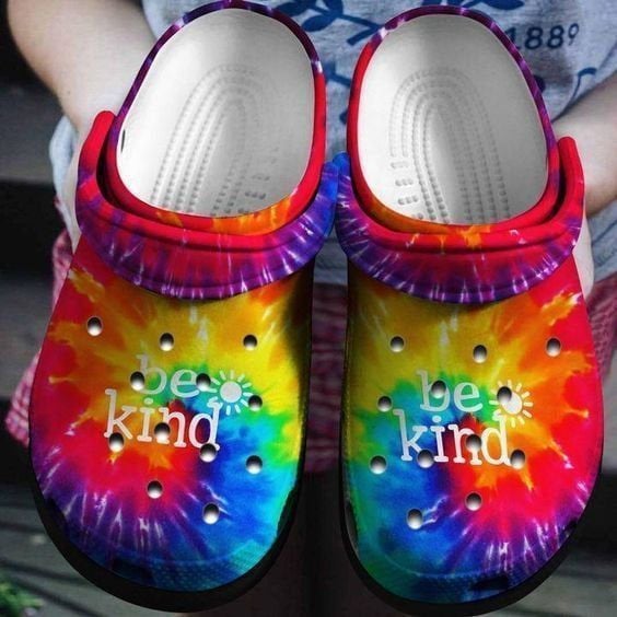Be Kind Tie Dye Cool Rubber Crocs Clog Shoes Comfy Footwear