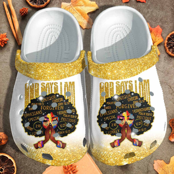 African God Say I Am For Women Custom Shoes - Gold Black Girl Magic Juneteenth Beach Shoes Birthday Gift For Women Mothers Day