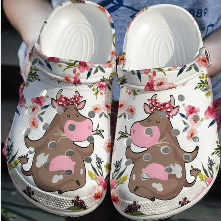 Cute Cow Personalized 6 Gift For Lover Rubber Crocs Clog Shoes Comfy Footwear