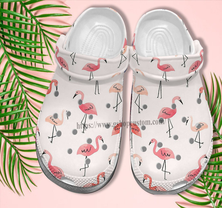 Flamingo Chibi Cute Croc Shoes For Daughter- Flamingo Pattern Shoes Croc Clogs Gift Birthday
