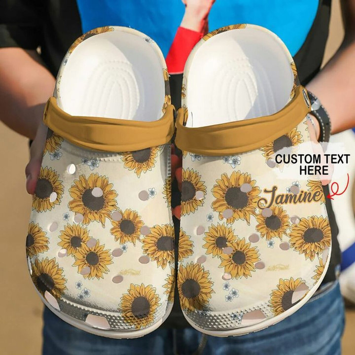 Sunflower Personalized Yellow Pattern 102 Gift For Lover Rubber Crocs Clog Shoes Comfy Footwear