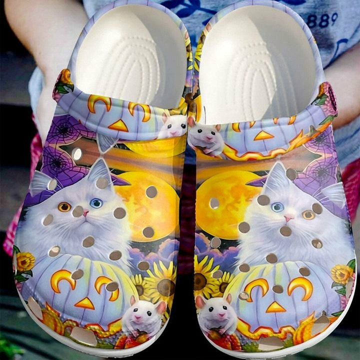 Cat Halloween Sun 102 Gift For Lover Rubber Crocs Clog Shoes Comfy Footwear