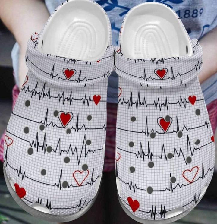 Free Heartbeat Shoes For Nurse Doctor - Red Heart Clogs Crocs