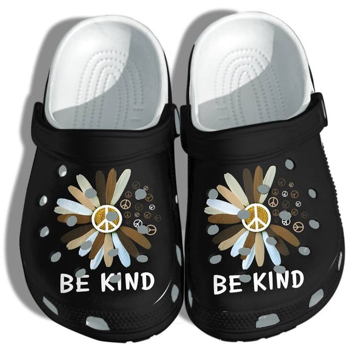 Daisy Flower Brown Be Kind Shoes For Black Women - Peace Outdoor Shoes Gifts For Black Daughter