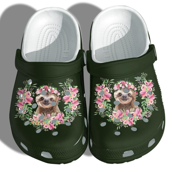 Sloth Flower Shoes Gifts For Daughter - Girl Loves Sloth Cute Custom Shoes Gifts Birthday For Women