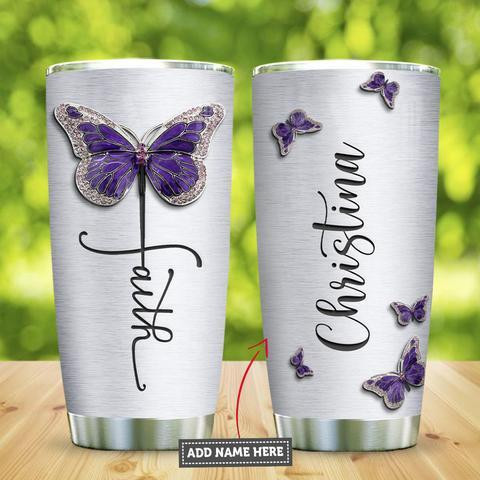 Butterfly Faith Jewelry Style Personalized Kd2 Stainless Steel Tumbler, Personalized Tumblers, Tumbler Cups, Custom Tumblers