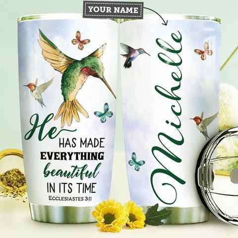 Faith Hummingbird Personalized Stainless Steel Tumbler, Personalized Tumblers, Tumbler Cups, Custom Tumblers