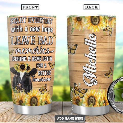 Cow Butterfly Personalized Stainless Steel Tumbler, Personalized Tumblers, Tumbler Cups, Custom Tumblers