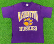 Vintage University of Washington Huskies Spell Out NCAA Football T Shirt Tee Jerzees Large Made USA 90s Classic 1990s Single Stitch