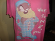 Vintage 90s Looney Tunes Taz Whats So Good About Morning Pink Night Gown T Shirt Size M