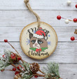 Meowy Christmas Cat Ornament Christmas Tree Ornament Natural Pine Wood Slice Colorful Ornament Decoration Gift Idea