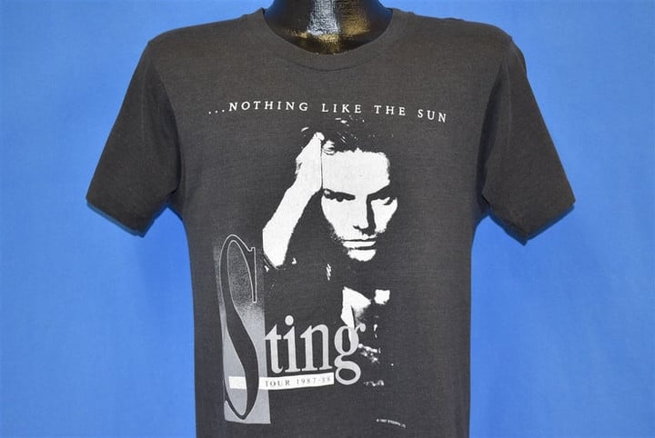 80s Sting Nothing Like the Sun 1987 1988 Tour Black t shirt Medium Vintage Tee