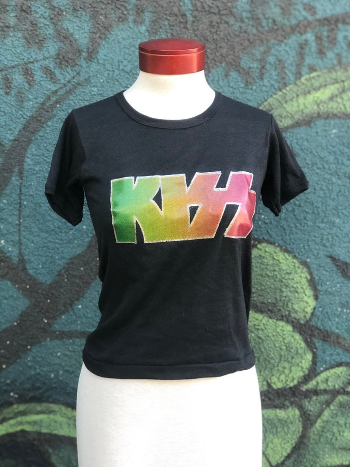 70s Vintage Kiss T shirt 1970s Kiss womens tee RARE rock band memorabilia deadstock Great America band t shirt Sportique 80s tee 1980s S XS