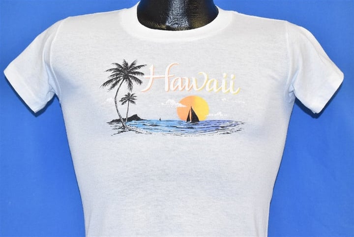 90s Hawaii Sunset Sailboat Palm Tree t shirt Youth Large