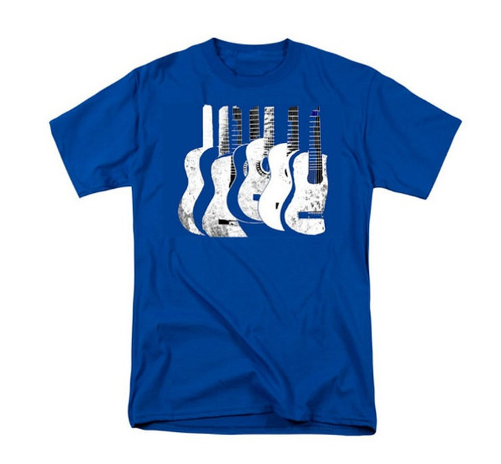 Guitar T shirt Cobalt Blue Uni Sex