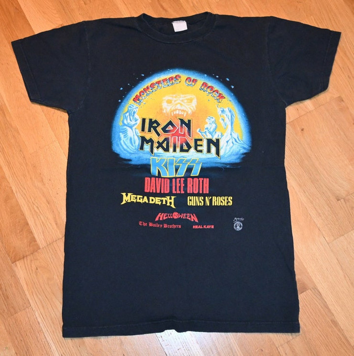 1988 MONSTERS of ROCK   Iron Maiden Guns N Roses Kiss Megadeth vintage concert tour rare t shirt ML Large tshirt tee 80s Vtg Metal
