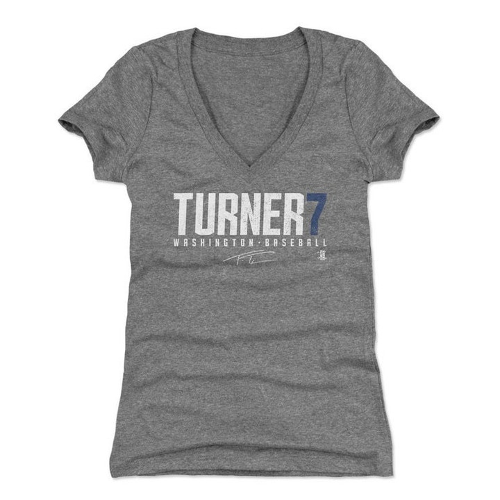 Trea Turner Womens V Neck T Shirt   Washington Baseball Trea Turner Turner7 W WHT