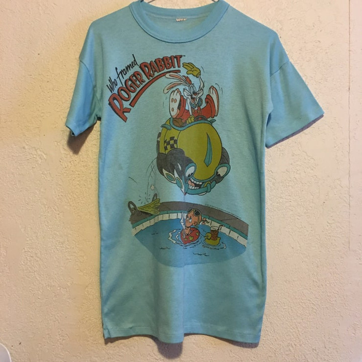 Vintage 1980s Who Framed Roger Rabbit  Baby Herman Soft Worn Blue Disney T Shirt