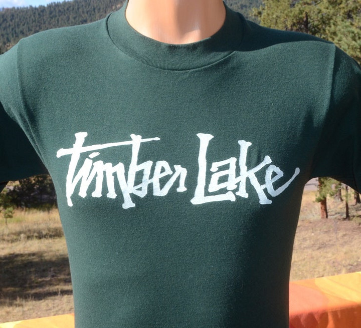 vintage 90s t shirt TIMBER LAKE timberlake green tee Small