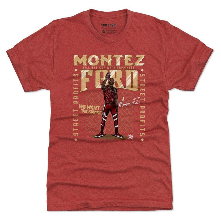 Montez Ford Mens Premium T shirt   Superstars Wwe Montez Ford We Want The Smoke Wht