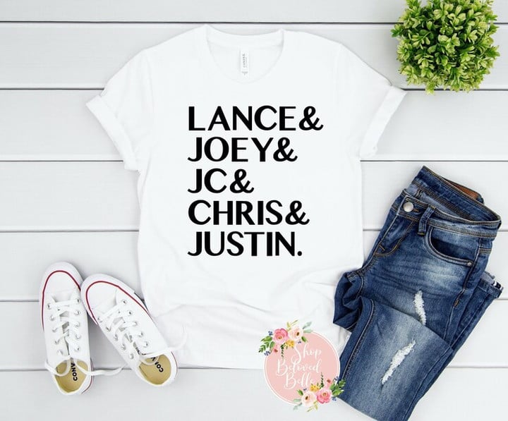 NSYNC shirt cute Justin Joey Lance JC Chris 90s boy band concert music tee pop