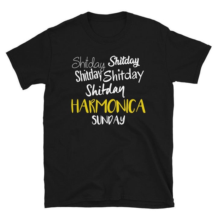 Sunday Harmonica Player Harp Gift T Shirt For Man  Woman  Mouth Organ Instrument Tee   Blues Band Music Musician Shirt